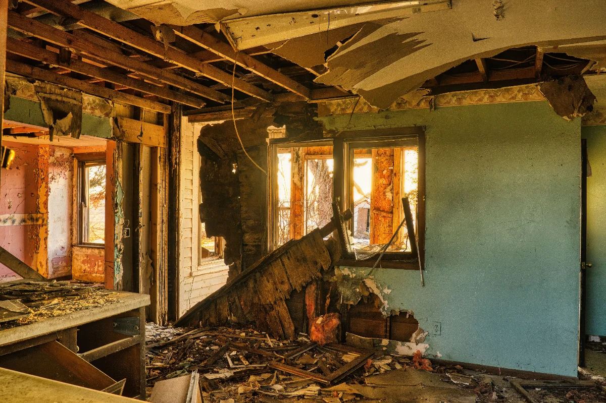 Damp staining on an interior wall: water damage covered by home insurance